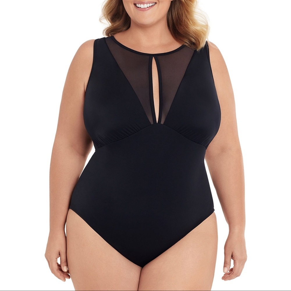 TIME & TRU MESH SWIMSUIT - BLACK SIZE 16/18 (NEW WITH TAGS)